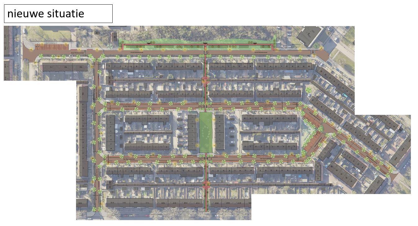 De nieuwe situatie van de Comes Oolenstraat na de herinrichting