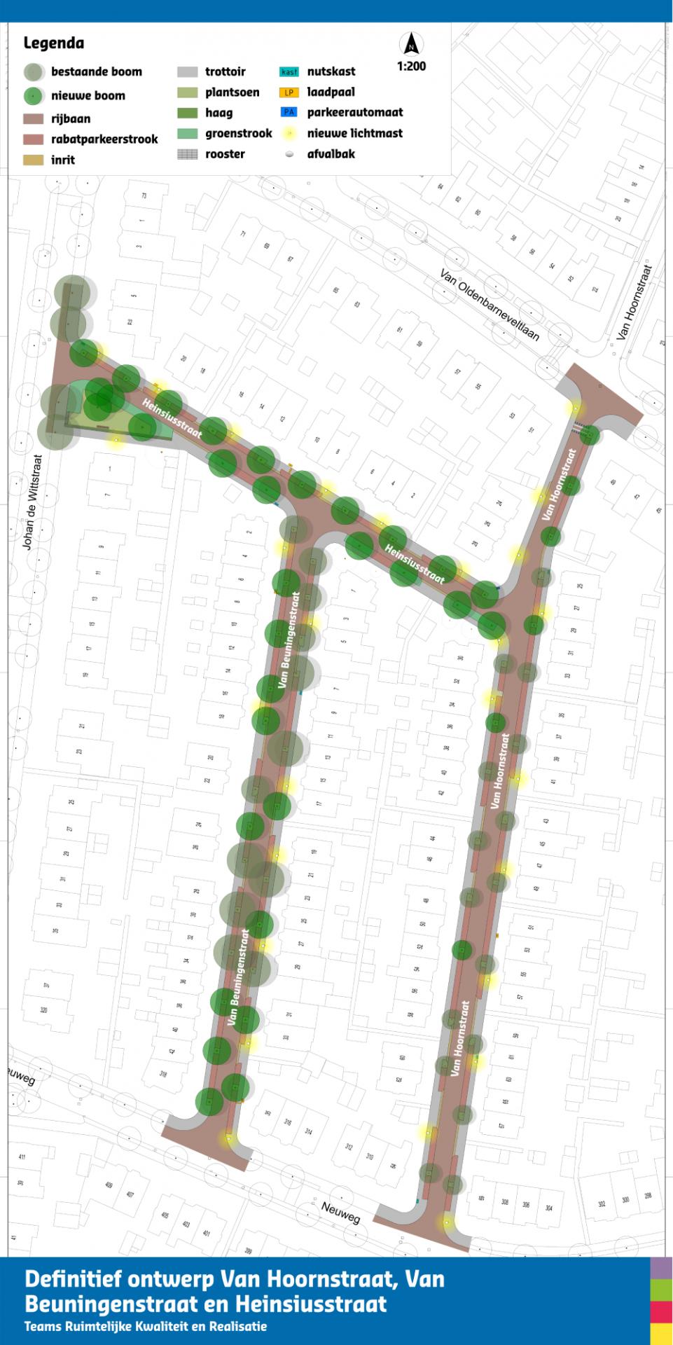 Het definitieve ontwerp van de Van Hoornstraat, Van Beuningenstraat en Heinsiusstraat