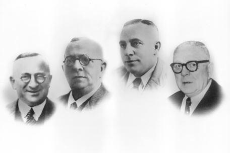 Samengestelde foto, waarschijnlijk bedoeld om de oorspronkelijke directie tezamen af te beelden. V.l.n.r.: Jacob Hamel (1892-1942), Israël Hamel (1868-1938), Meijer Hamel (1898-1942) en Abraham Hamel (1890-1959). Collectie familie Hamel.