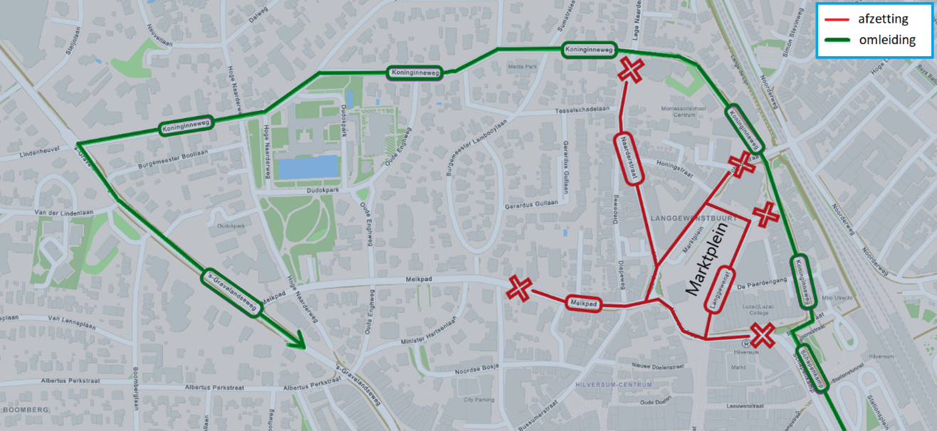 kaart met omleiding