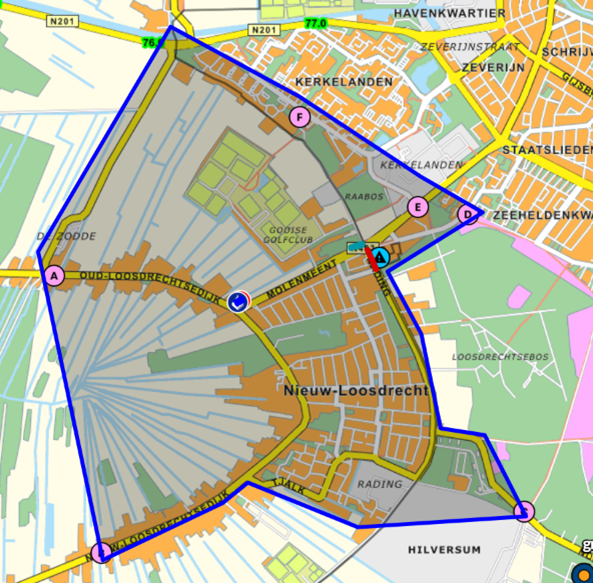 Kaart van het veiligheidsrisicogebied